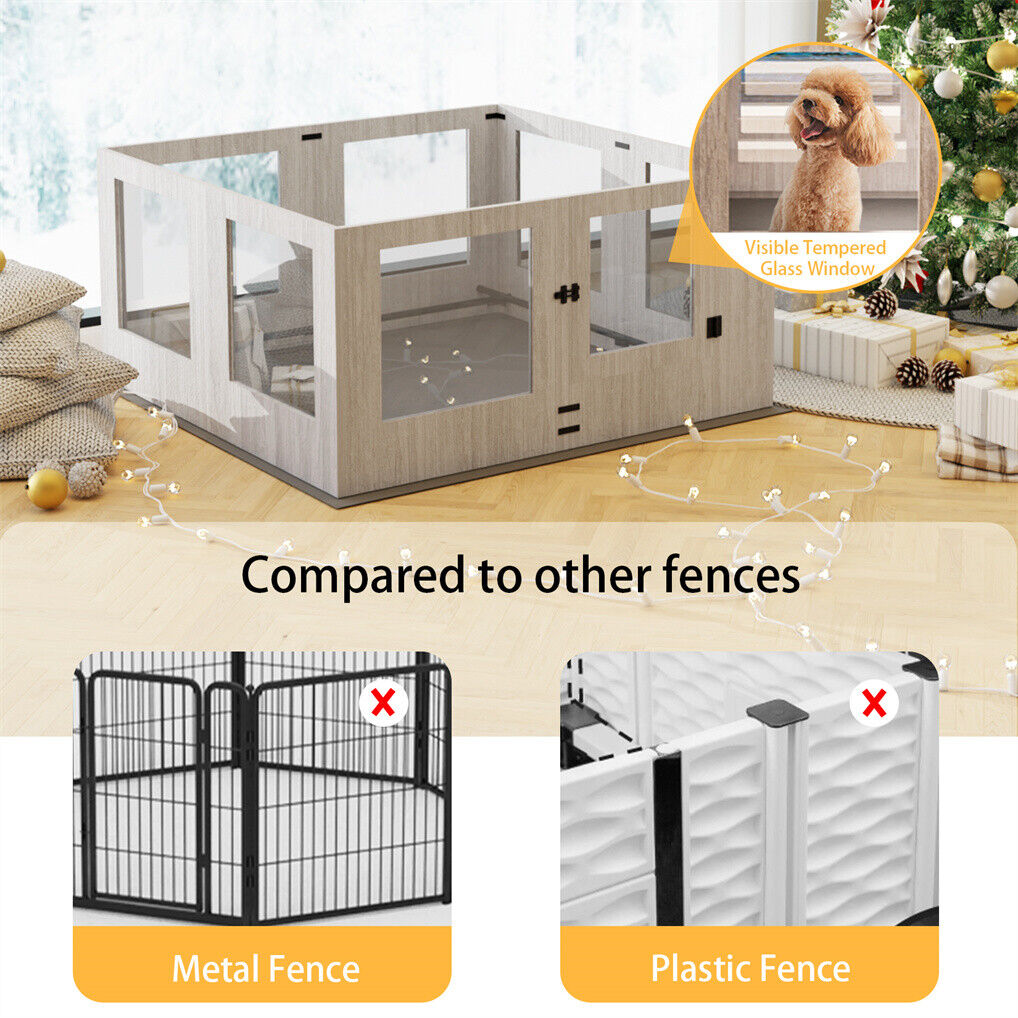 Large Dog Indoor Whelping Box, Tempered Glass & MDF