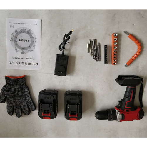 Cordless Drill w/2 Battery Heavy Duty Impact Driver Kit Brushless Hammer Set