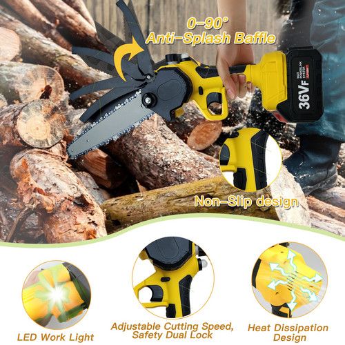 NEW 36V 8" Mini Cordless Electric Chainsaw 2XBattery Wood Cutter Rechargeable