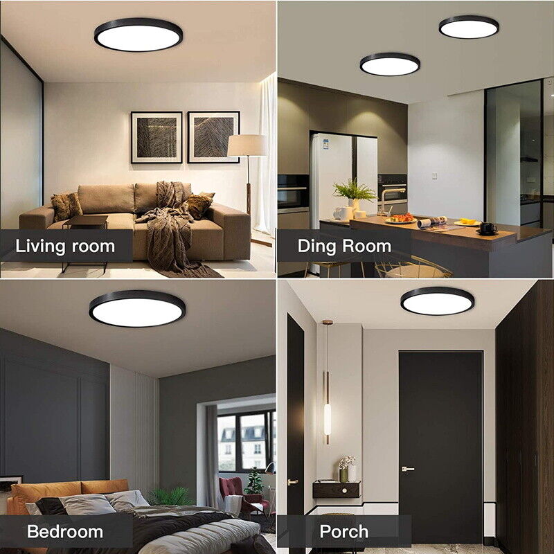 40cm black LED Ceiling Light Round 18W / 24W Oyster Lamp Modern Cool White Light