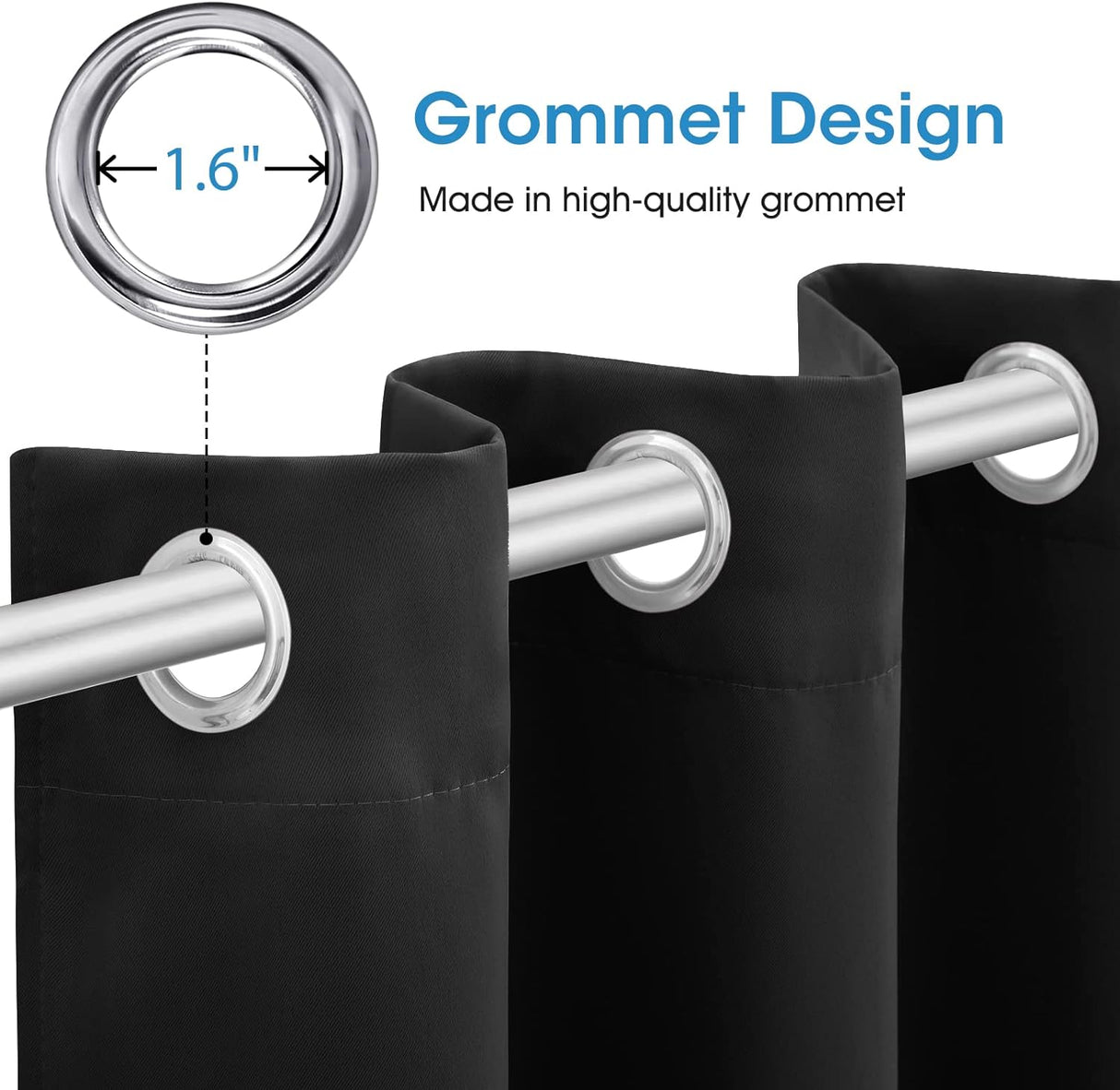 2X Blockout Curtains 100% Blackout Window Curtain Draperies Pair Eyelet 3 Layers 132CM(W) x 160CM(D)