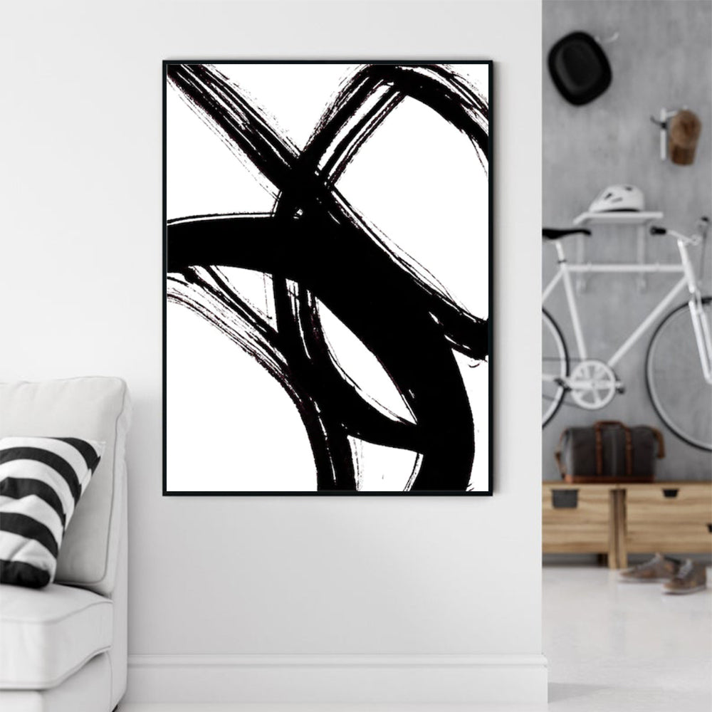 Wall Art 70cmx100cm Minimalist Black Artwork Black Frame Canvas