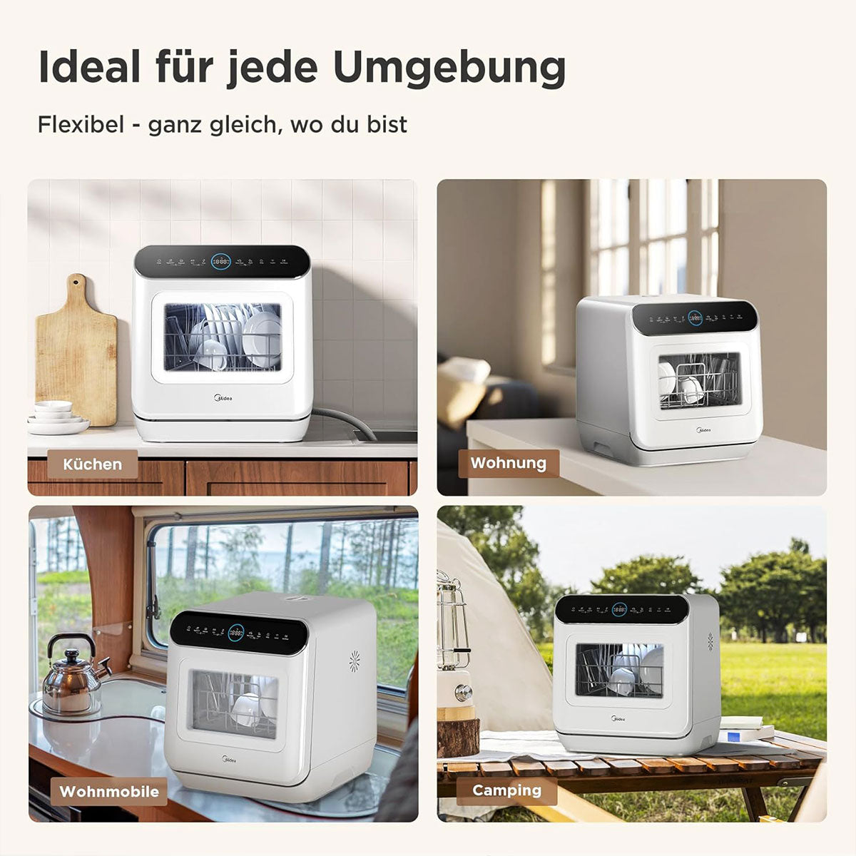 Midea 3rd Generation Bench Top Mini Dishwasher