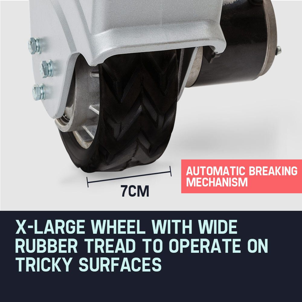 T-REX Heavy Duty 12V 350W Silver Motorised Jockey Wheel, Electric Trailer Mover for Caravan Trailer Boat Camper, 2270kg Load Auto Brake Solid Rubber Wheel