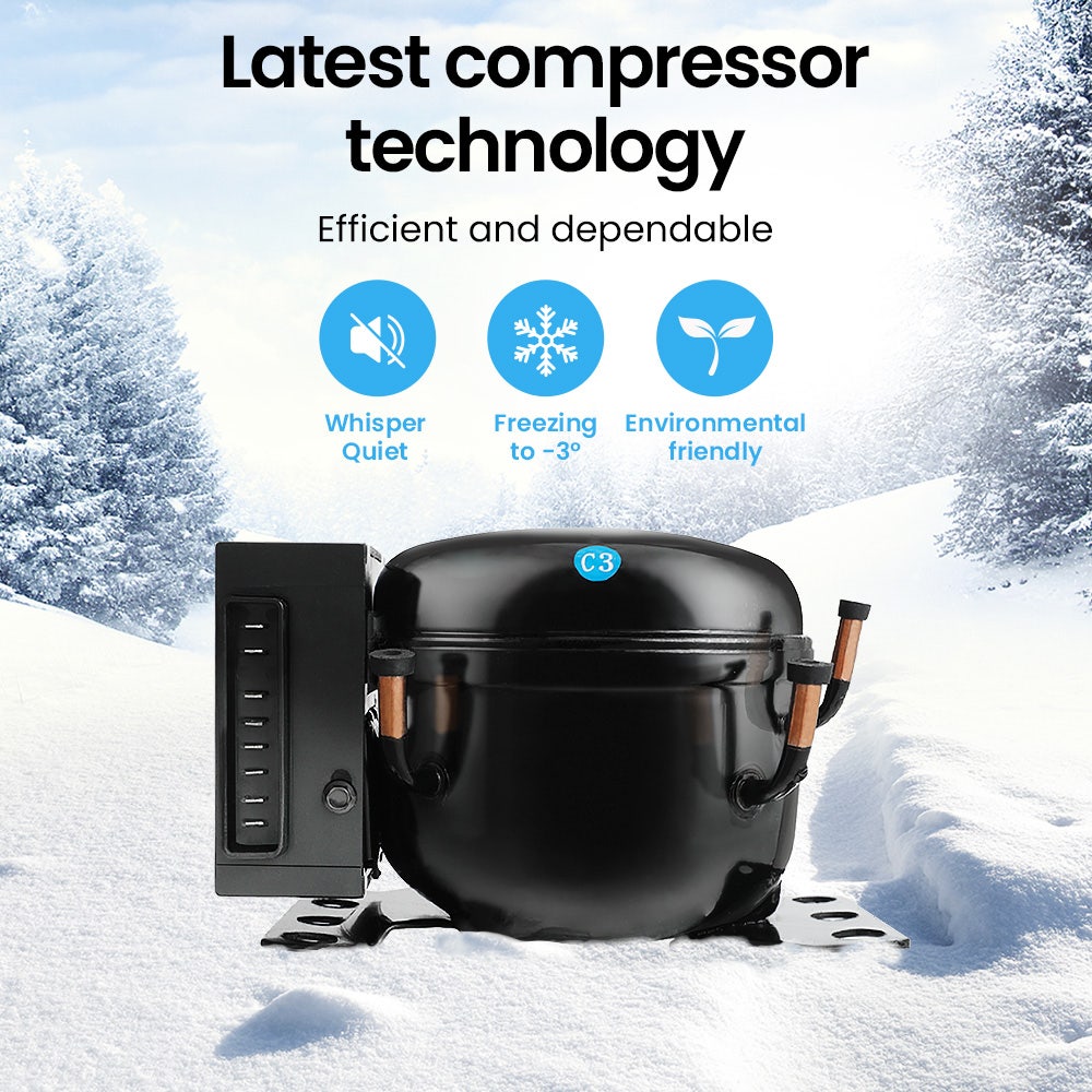 GECKO 70L Portable Bar Fridge and Freezer 12V/24V for Camping, Caravans, Silver