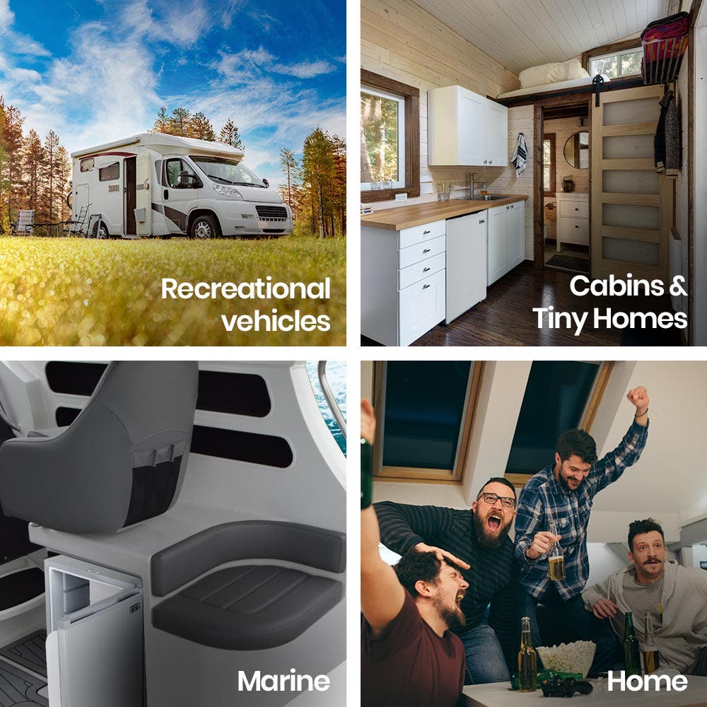 GECKO 70L Portable Bar Fridge and Freezer 12V/24V for Camping, Caravans, Silver