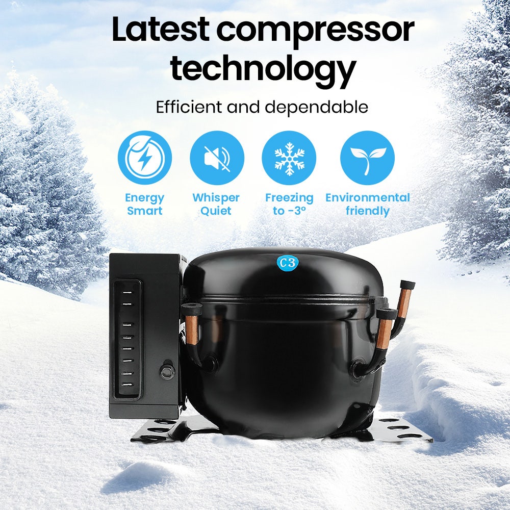 GECKO 95L Portable Upright Fridge and Freezer, 12V/24V for Camping, Caravans, Black