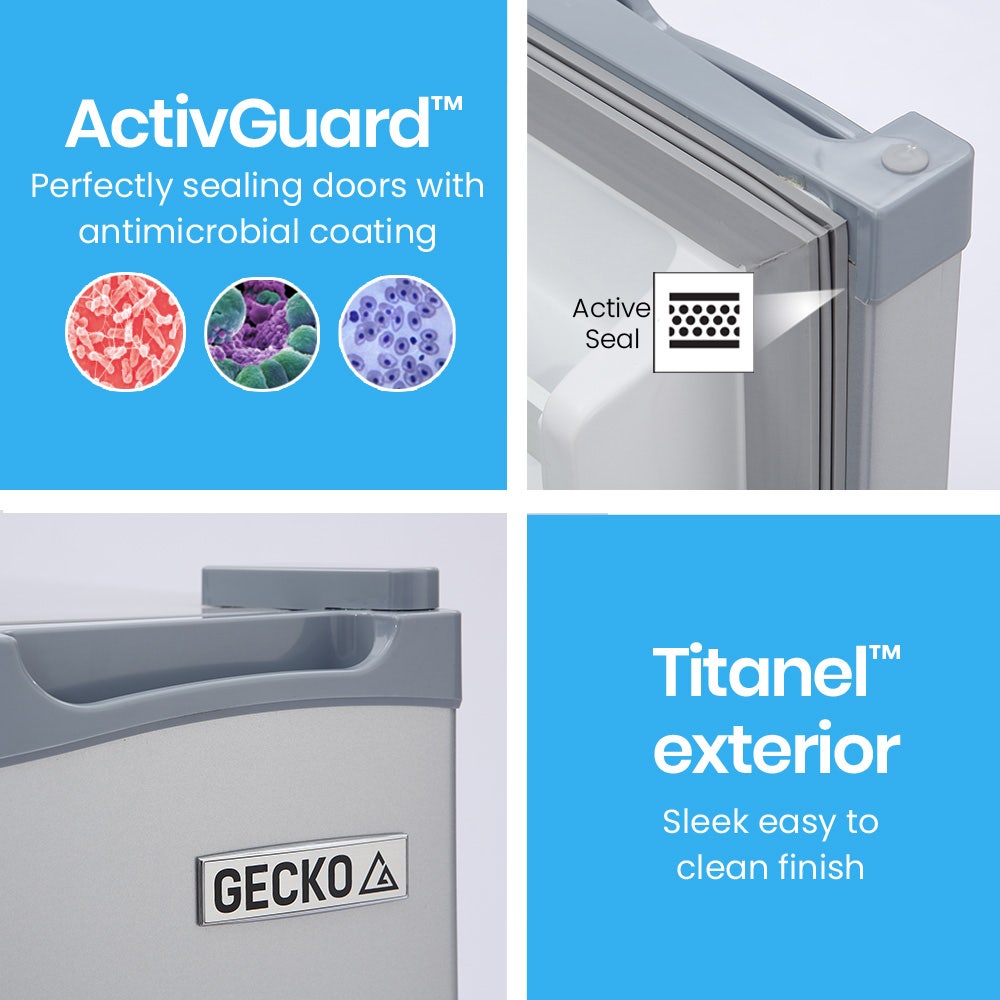 GECKO 95L Portable Upright Fridge Freezer Camping Caravans Bar Fridges Refrigerator 12V/24V/240V