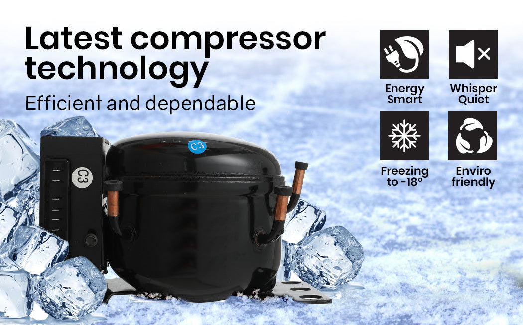 GECKO 95L Portable Upright Fridge, 12V/24V for Motorhome, Caravan, Black