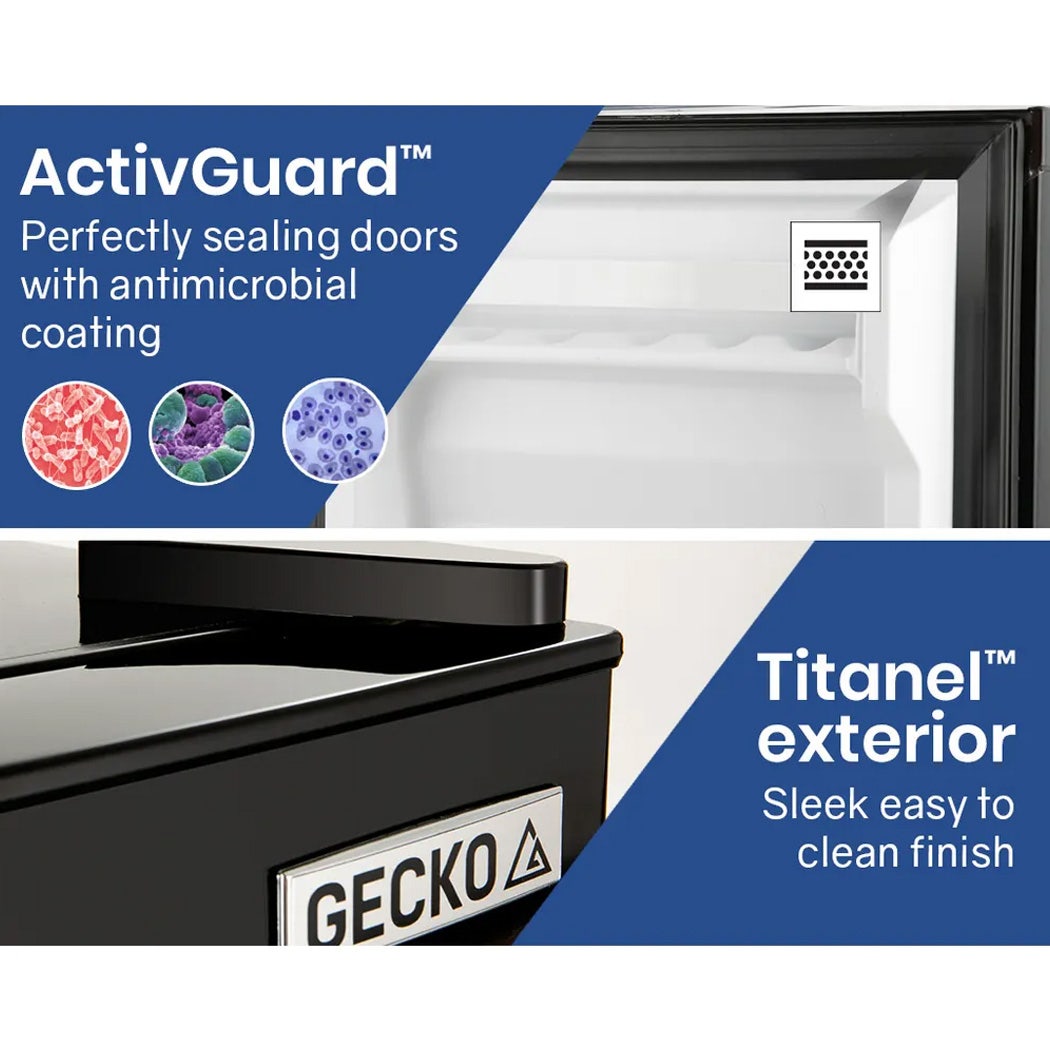 GECKO 125L Portable Upright Fridge, 12V/24V for Motorhome, Caravan, Black