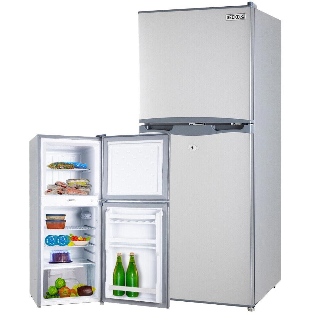 GECKO 125L Portable Upright Fridge, 12V/24V for Motorhome, Caravan, Silver
