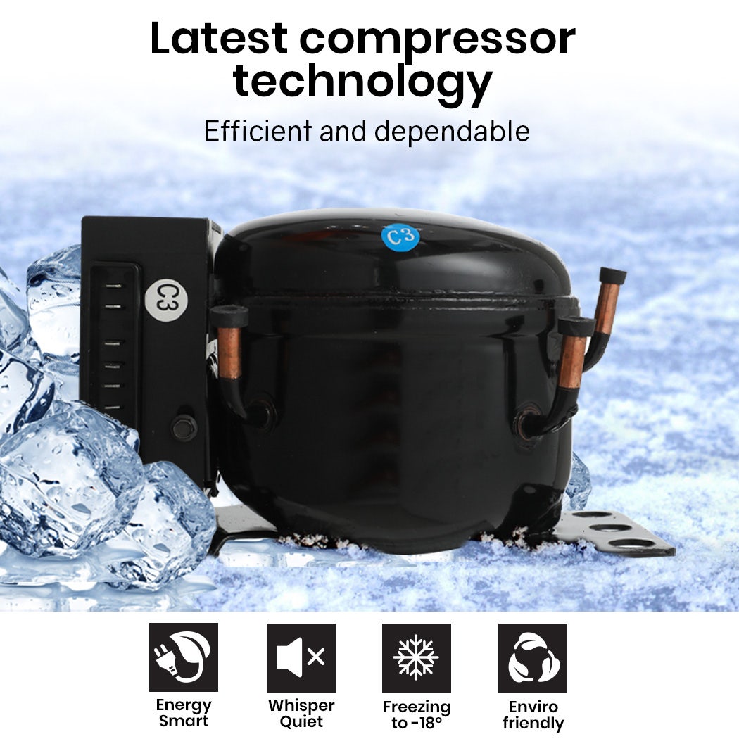 GECKO 125L Portable Upright Fridge, 12V/24V for Motorhome, Caravan, Silver