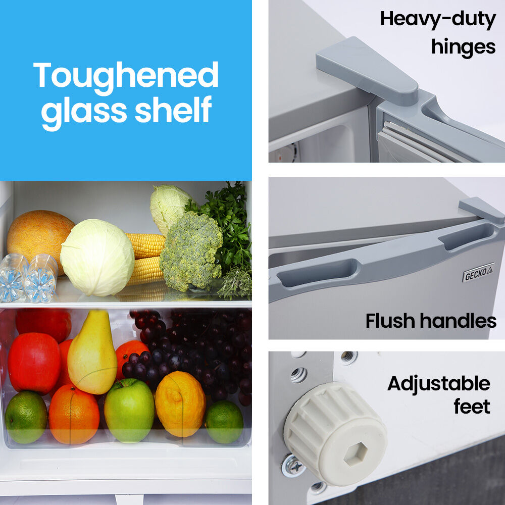 GECKO 142L Upright Portable Fridge / Freezer, 12V/24V for Motorhome and Caravan, Silver