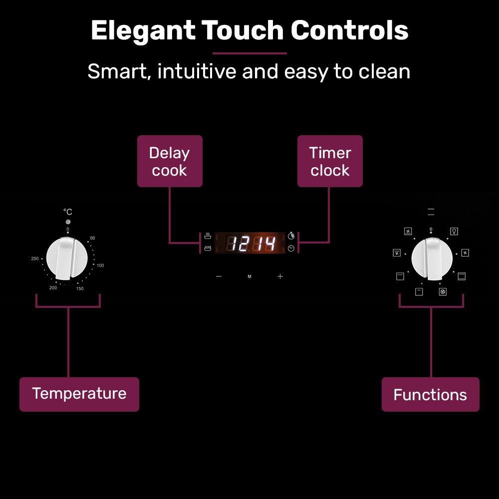 EuroChef 80L Oven Fan Forced Wall Built in Electric Stainless Steel
