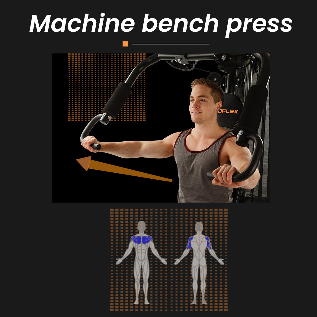 PROFLEX Multi-Station Home Gym Set with 98lbs Weight Plates- M8000