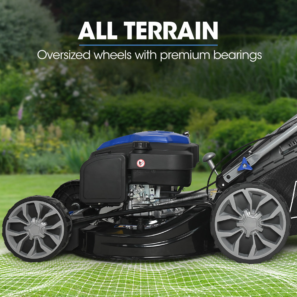 PowerBlade 20" 200cc Self-Propelled Lawn Mower, 7 Height, Steel Deck, Deck Wash Port, OHV 4-Stroke Petrol - VS900