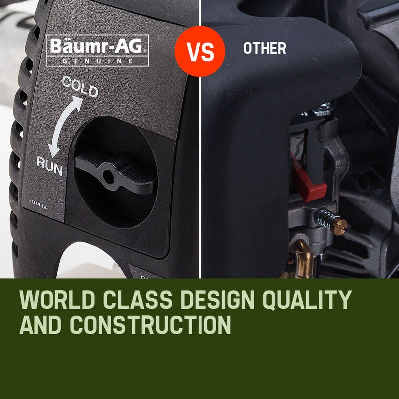 BAUMR-AG 65cc 7in1 Long Reach Garden Multi-tool, Pole Saw, Hedge & Line Trimmer, Brush Cutter, 12" Tree Trimming Pruning Chainsaw Bar, 2 Extension Shafts