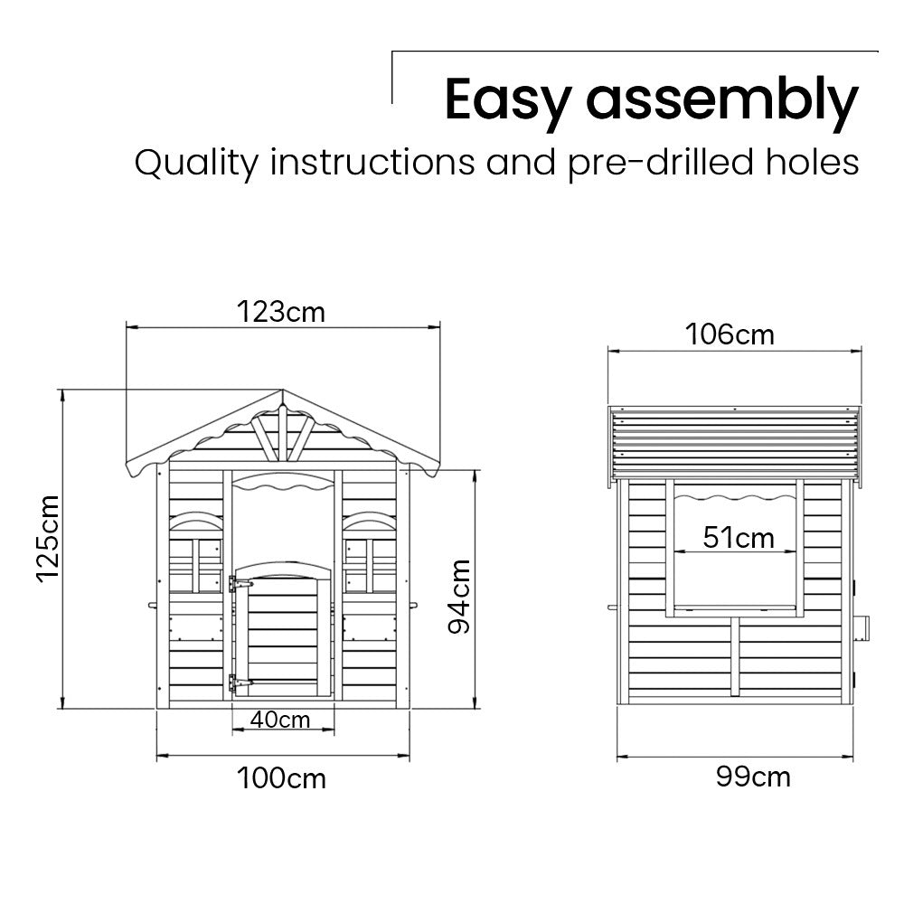 ROVO KIDS Cubby House, Wooden Outdoor DIY Timber Cottage Style Playhouse, for Children