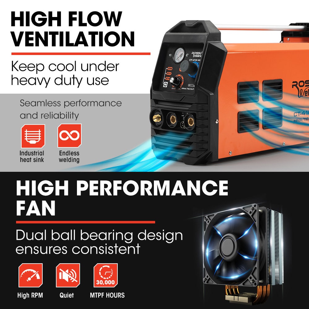 ROSSI Portable Inverter Welder Plasma Cutter, 3in1 Multi-function Cut/MMA/TIG Welding Machine, 15A Plug