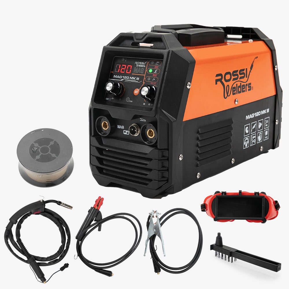 ROSSI 120 Amp Inverter Welder, 3in1 Portable MMA ARC /MIG Gasless /Lift-TIG Welding Machine, 15A Plug