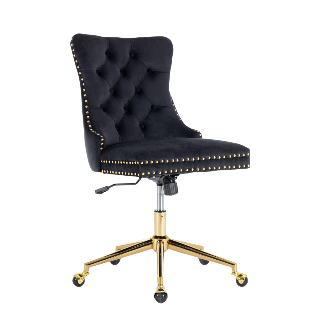Ember Velvet Home Office Chair- Black