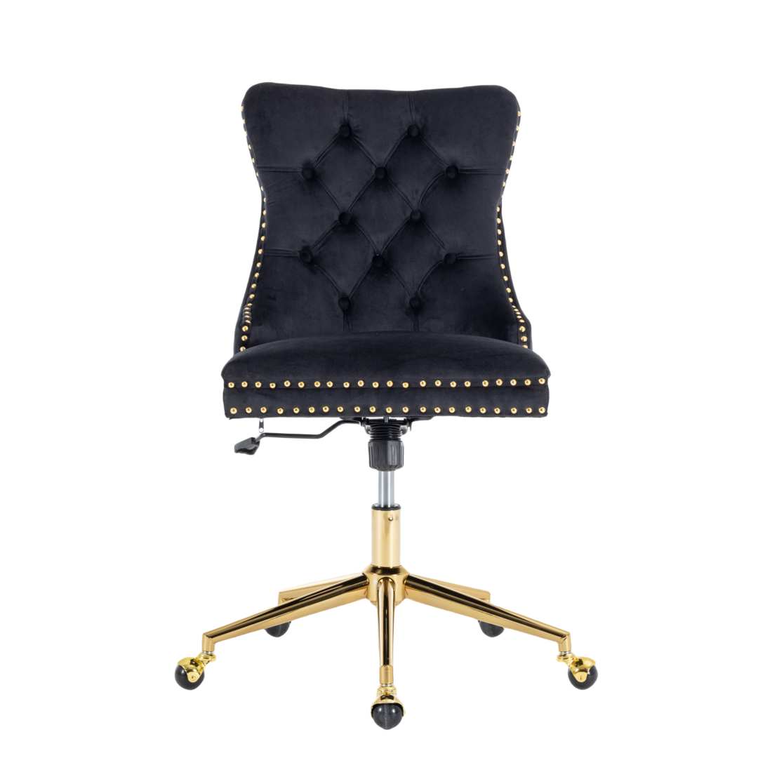 Ember Velvet Home Office Chair- Black