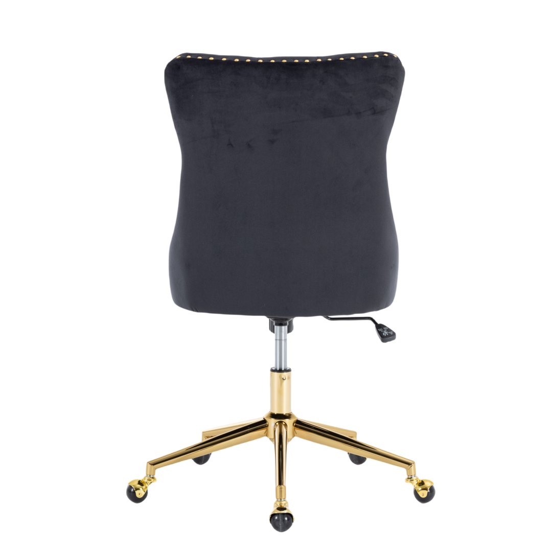Ember Velvet Home Office Chair- Black
