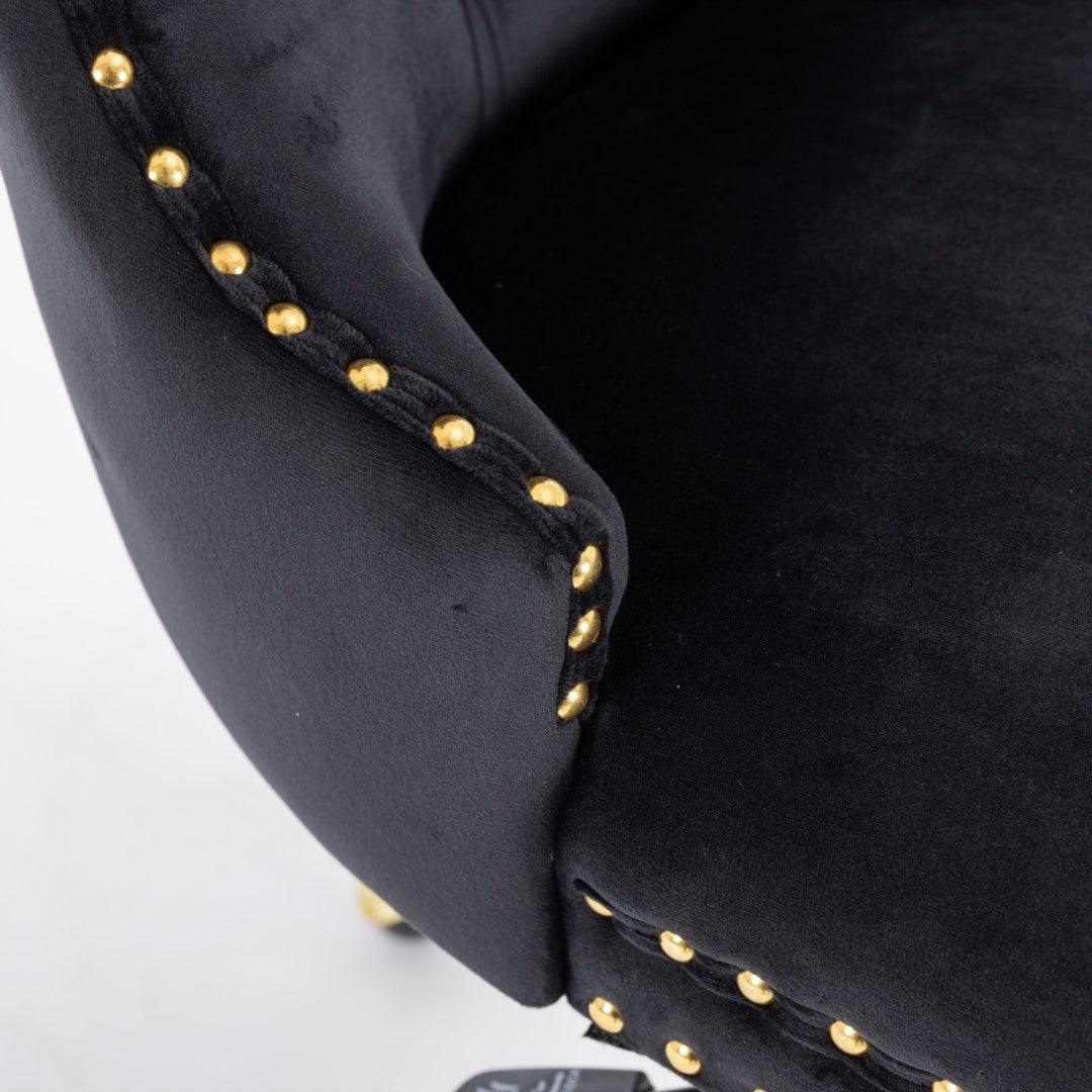 Ember Velvet Home Office Chair- Black