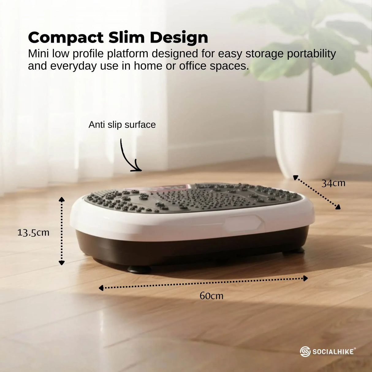 Social Hike 60cm Vibration Plate Machine Full Body Exercise Platform White