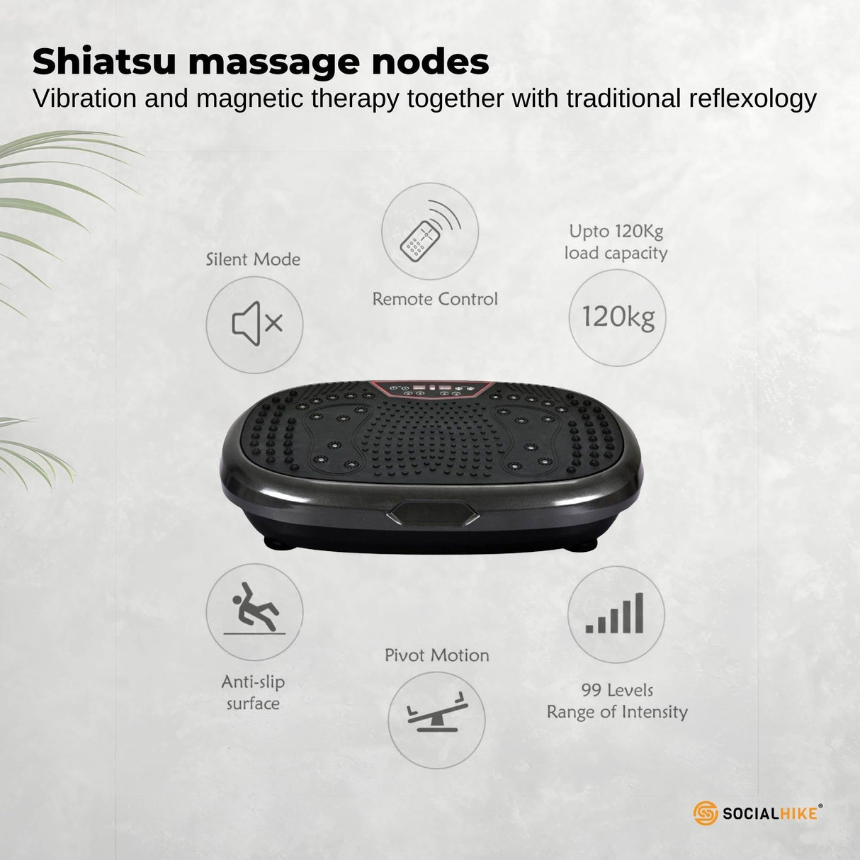 Social Hike Black Mini Vibration Plate - Vibrating Exercise Machine Platform