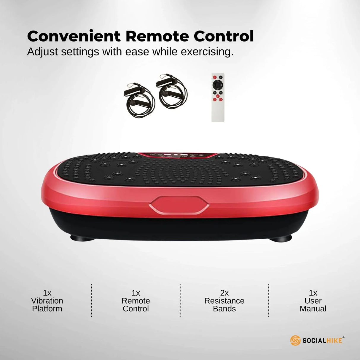 Social Hike 60cm Vibration Plate Machine Full Body Exercise Platform Red