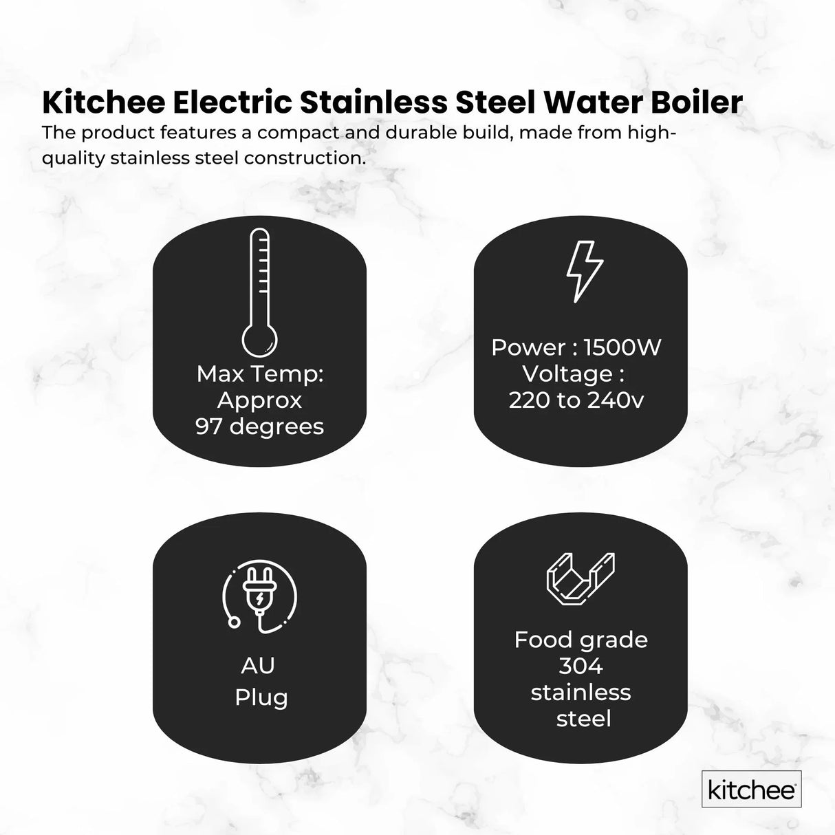 Kitchee 10L Electric Water Boiler - Stainless Steel Commercial Hot Liquid Urn