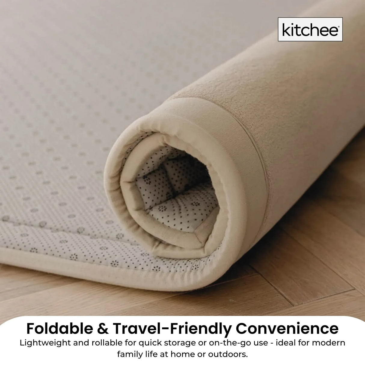 Kitchee Foam Floor Mat 150x200cm - Padded Thick Soft Tatami Style Rug Cream