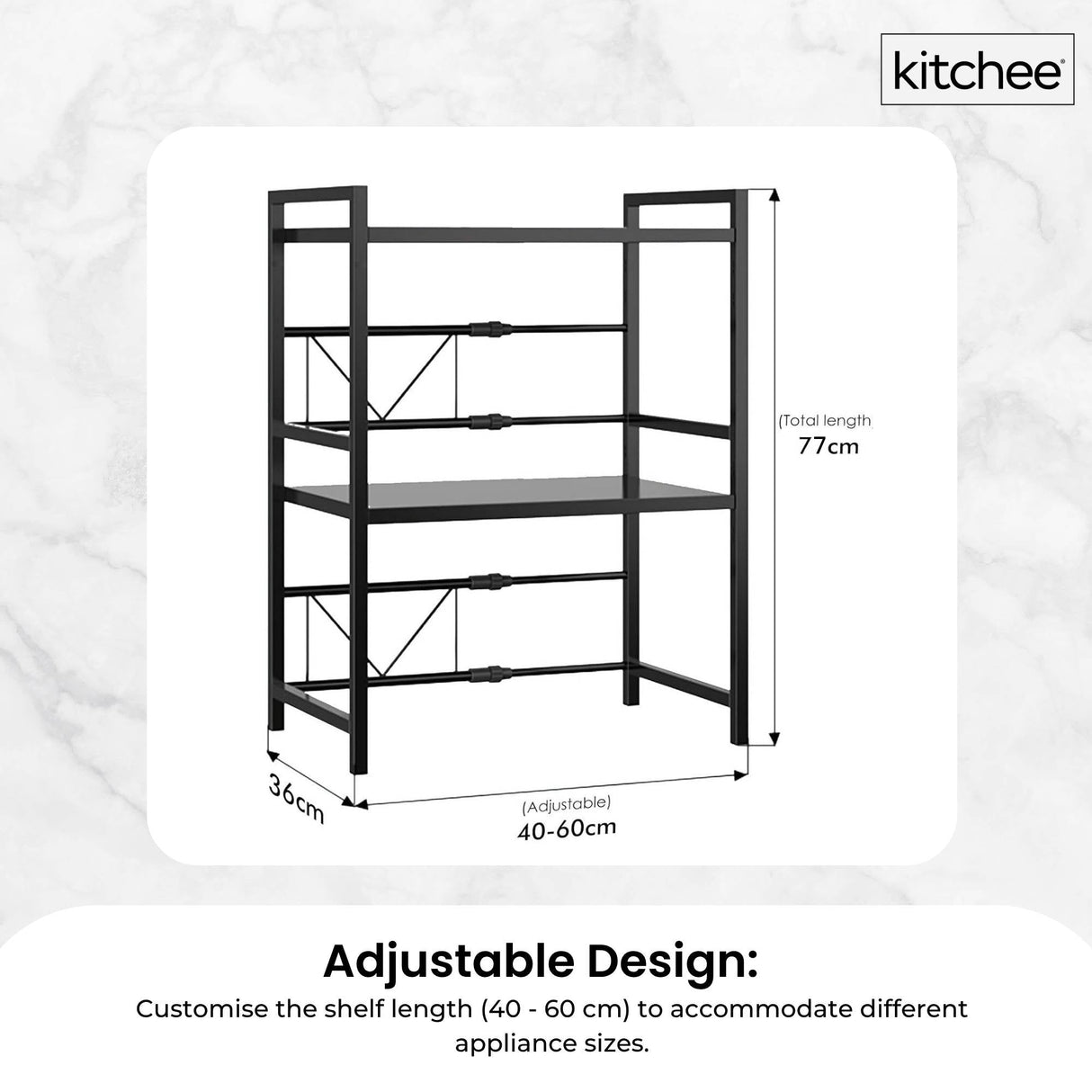 Kitchee Microwave Double Shelf - Expanding Storage Rack Kitchen Organiser Stand