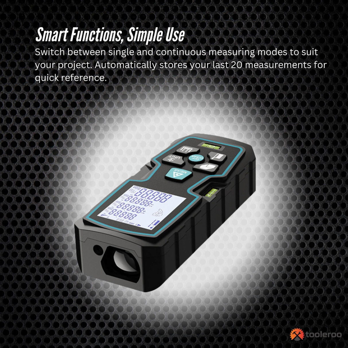Tooleroo 70m Digital Laser Distance Measurer - LCD Area Volume Meter Tool