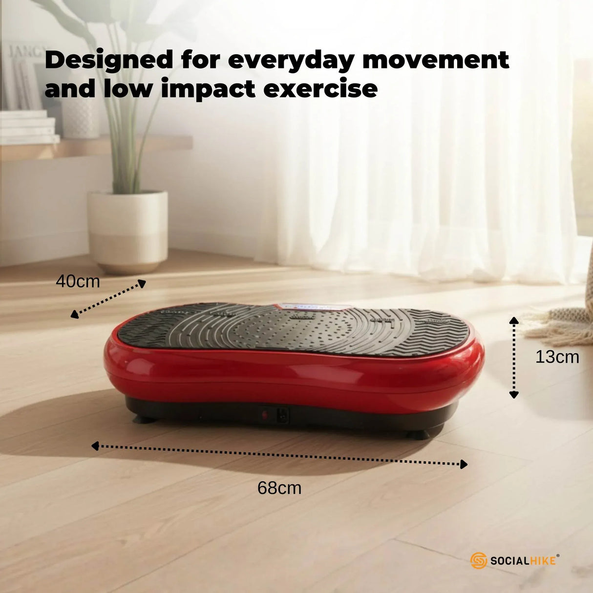 Social Hike 68cm Vibration Plate Machine Full Body Workout Platform Red