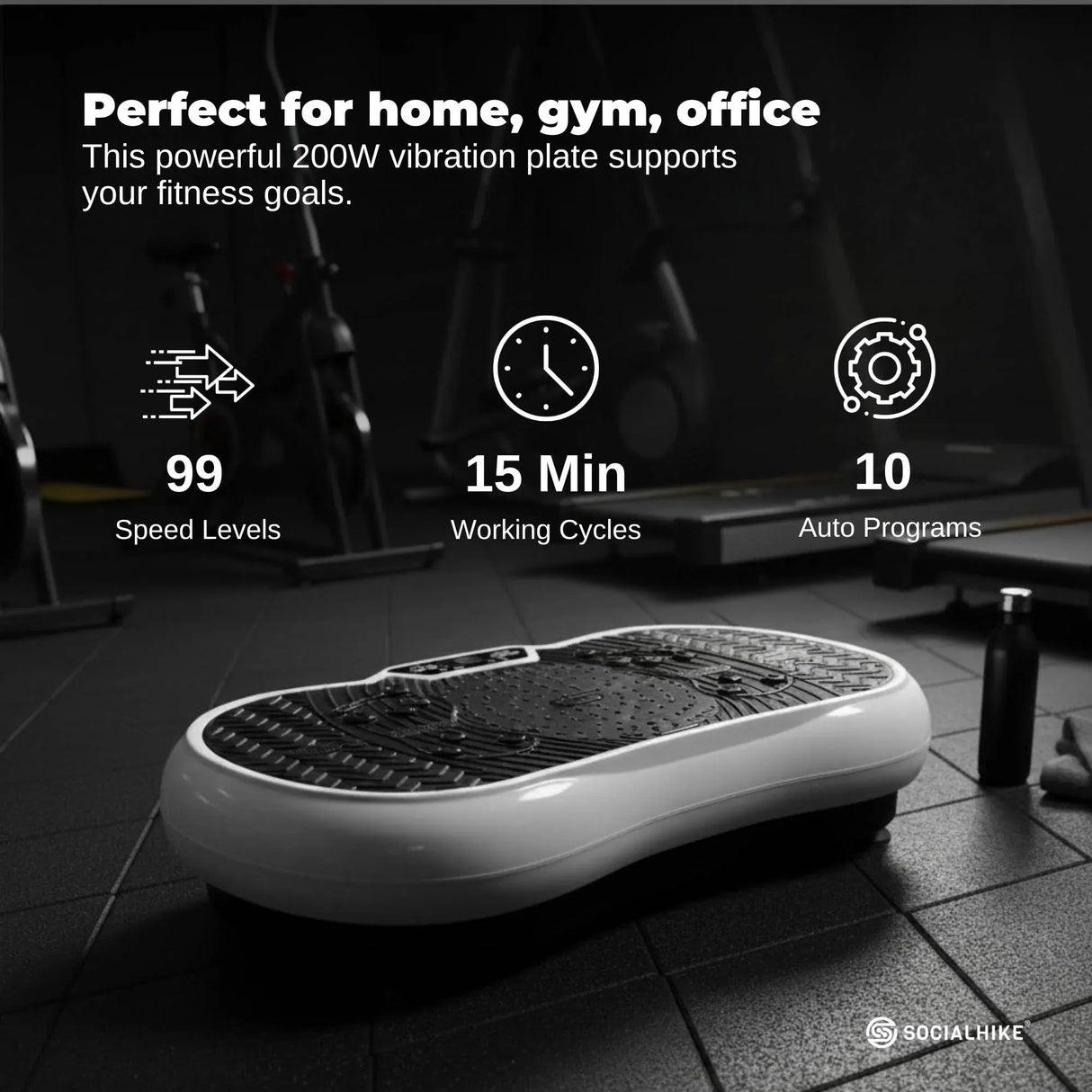 Social Hike 68cm Vibration Plate Machine Full Body Workout Platform White