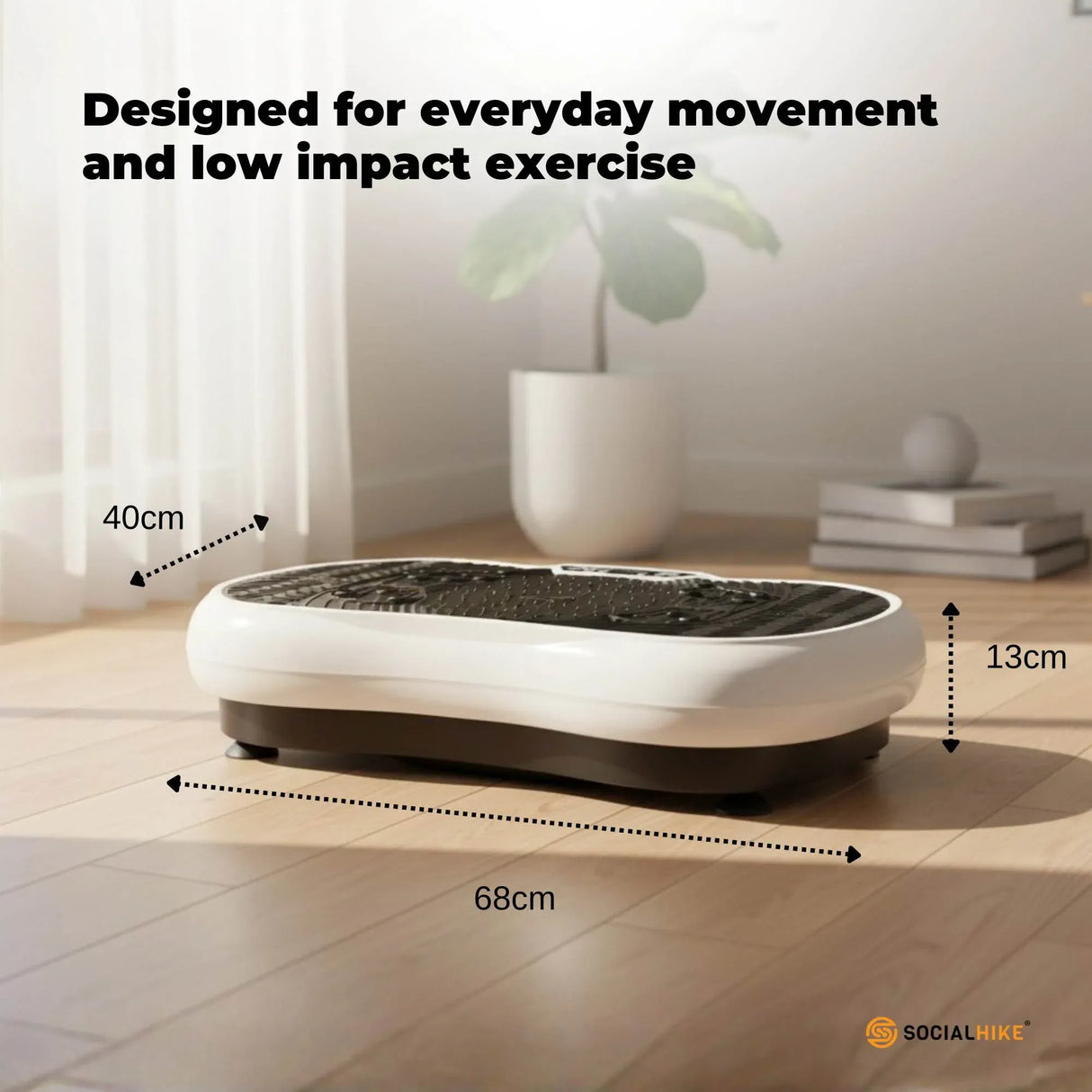 Social Hike 68cm Vibration Plate Machine Full Body Workout Platform White