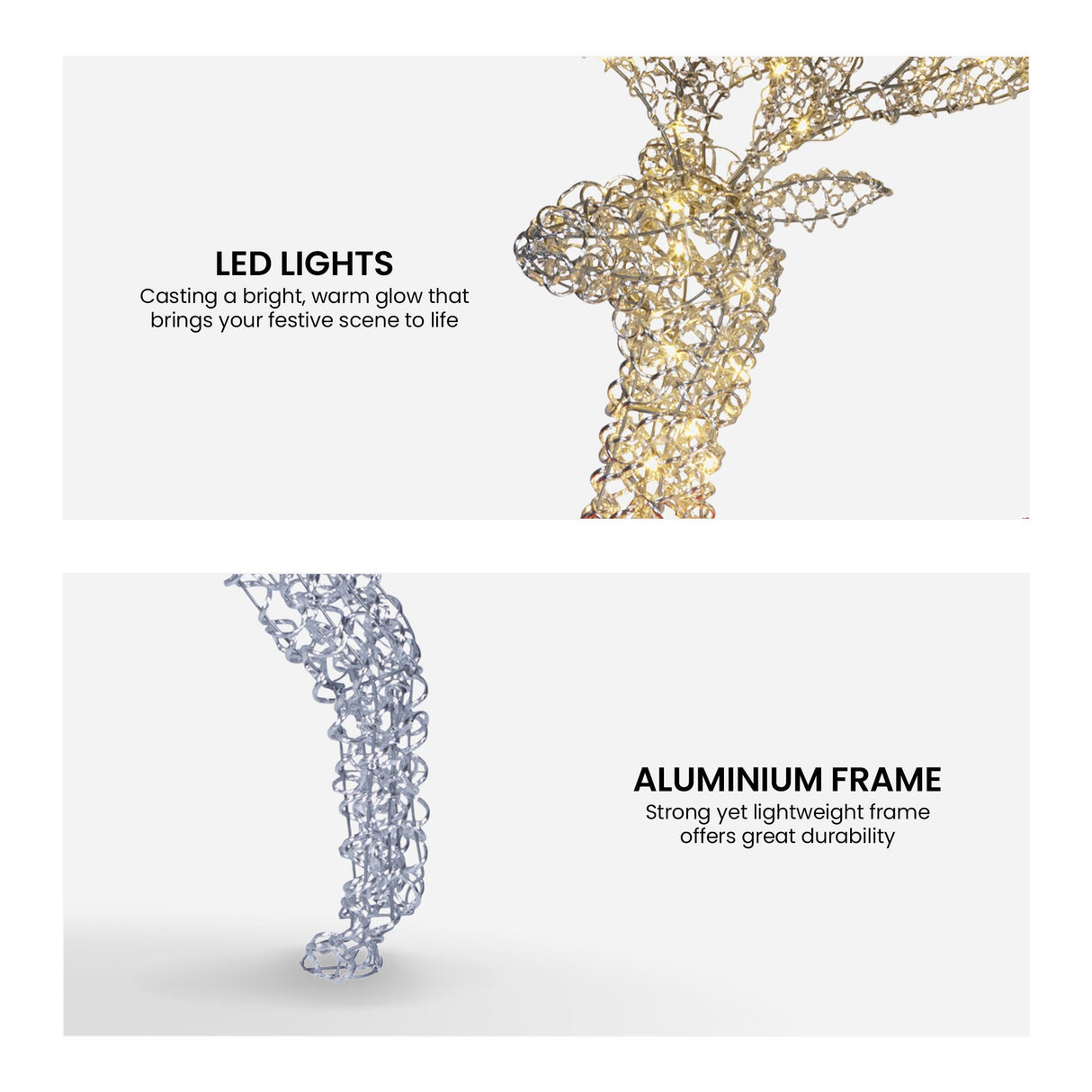 Christabelle Large 1.5m Christmas Reindeer Outdoor Indoor Light-Up Display Decoration Lawn Statue LED Lights Red Bow