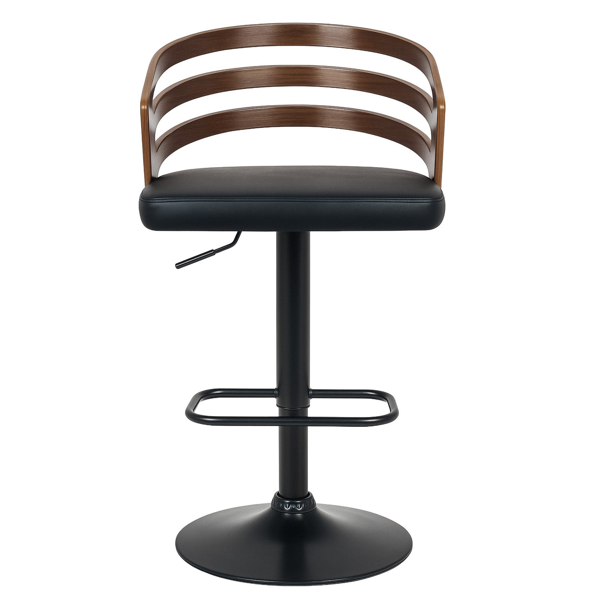 Sarantino Bentwood Walnut Barstool Leather Seat And Metal Base