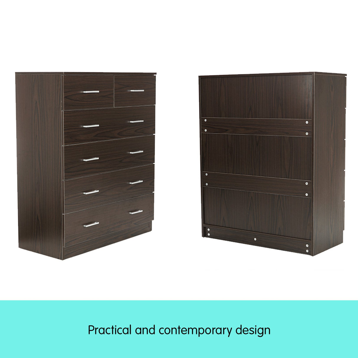 Sarantino Tallboy Dresser 6 Chest Of Drawers Cabinet Storage 85 x 39.5 x 105 in Brown