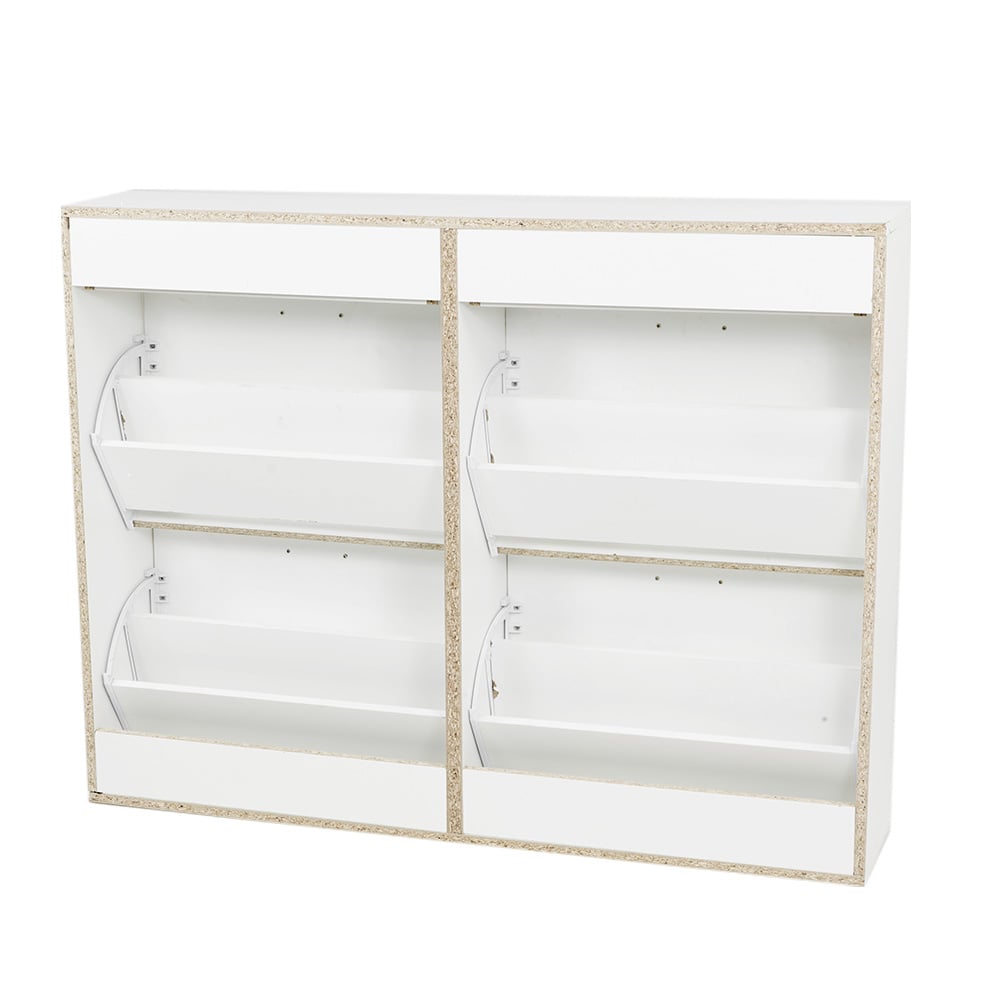 Sarantino 24 Pairs Shoe Cabinet Storage White Drawers Chest 1200 x 240 x 920 in White