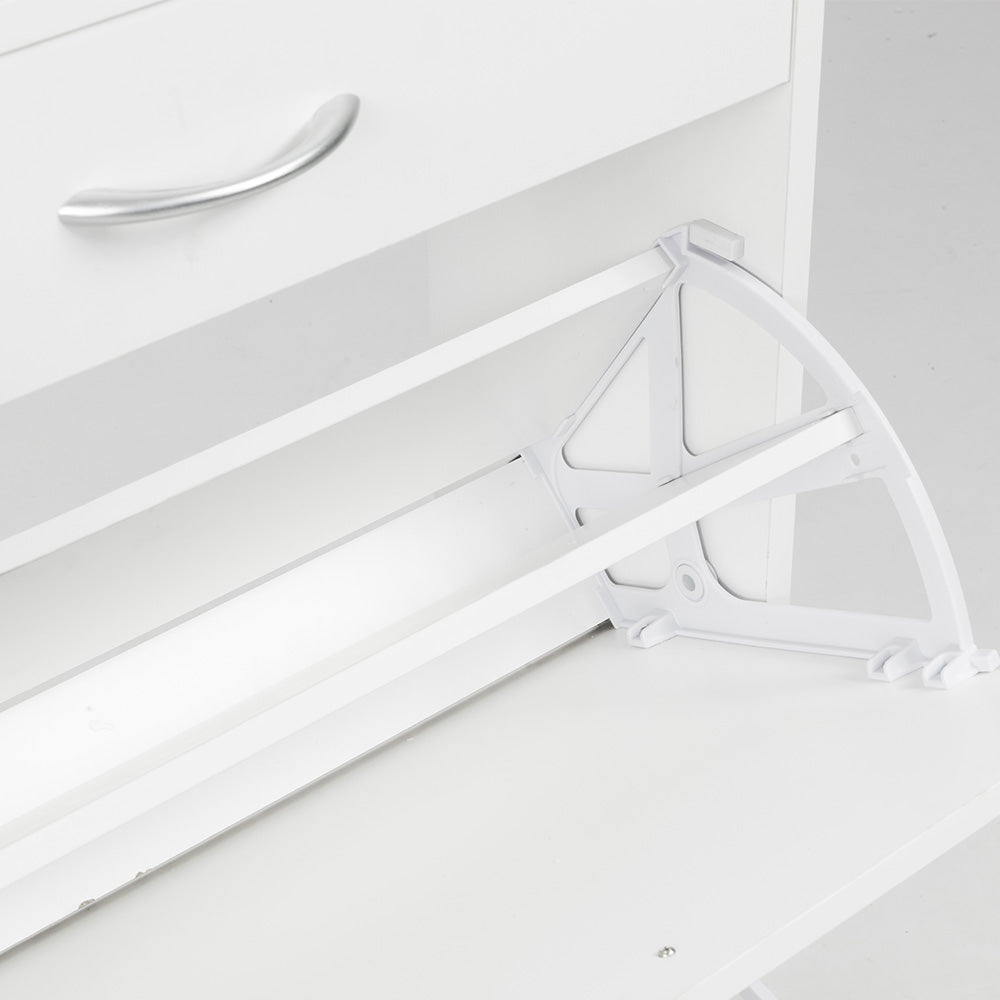 Sarantino 24 Pairs Shoe Cabinet Storage White Drawers Chest 1200 x 240 x 920 in White