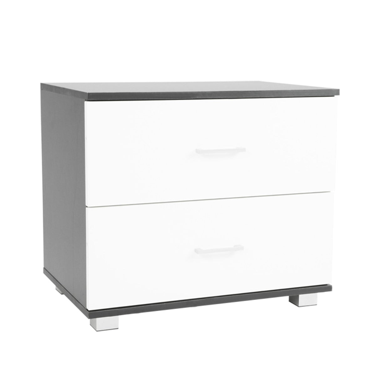 Sarantino Bedside Table Cabinet Storage Chest 2 Drawers White Black