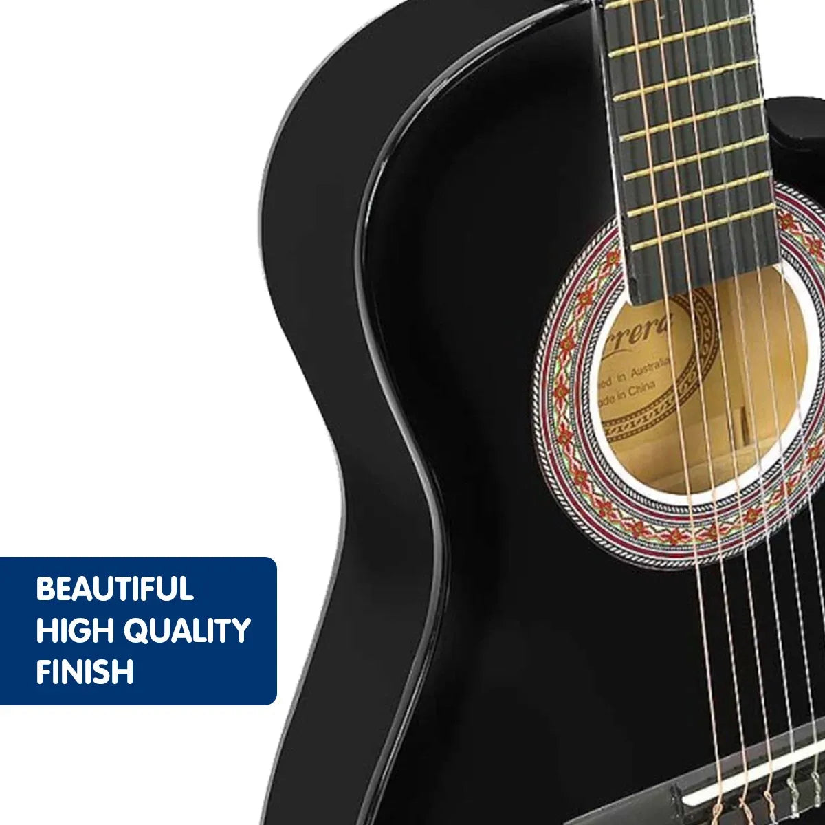 Karrera Childrens 34in Wooden Acoustic Guitar Kids - Black