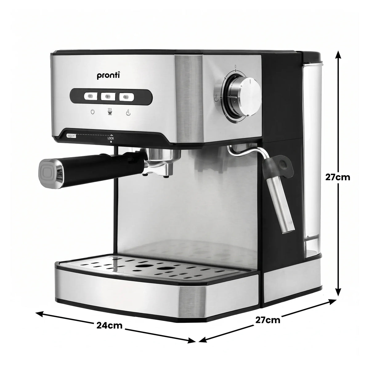 Pronti 1.6L Automatic Coffee Espresso Machine with Steam Frother