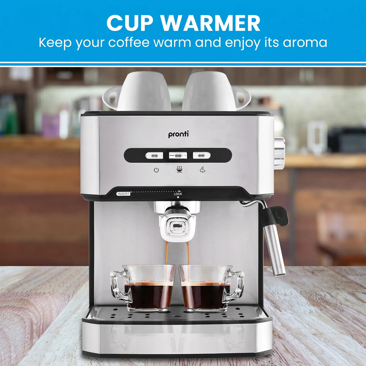 Pronti 1.6L Automatic Coffee Espresso Machine with Steam Frother