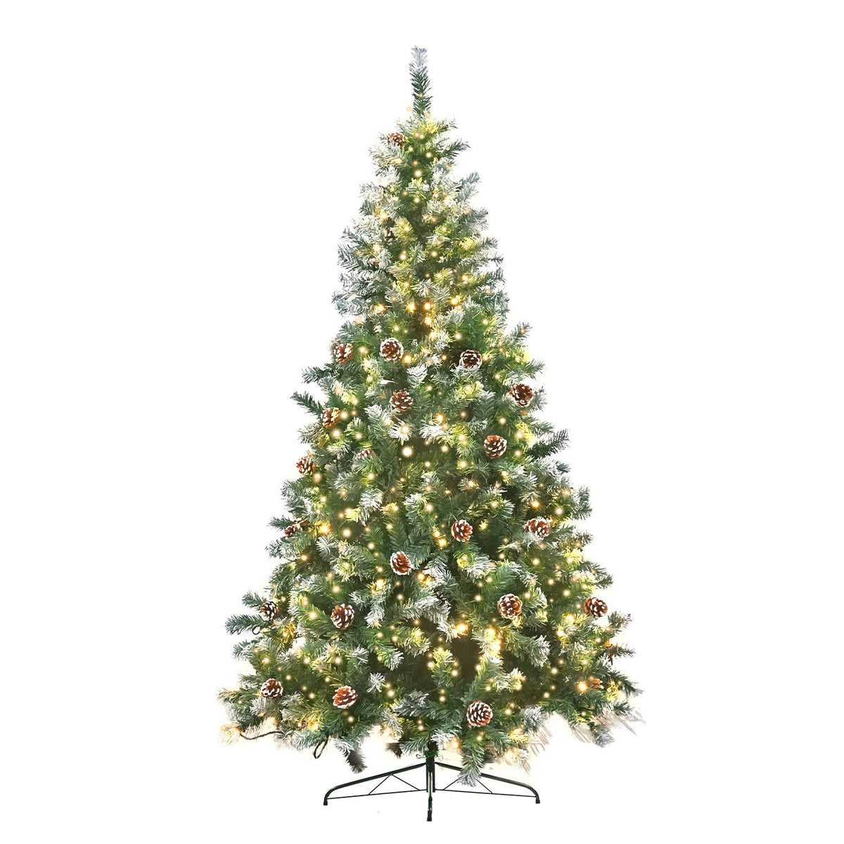 Christabelle 1.5m Pre-Lit LED Artificial Christmas Tree with Snow Tipped Needles Pine Cones Stand