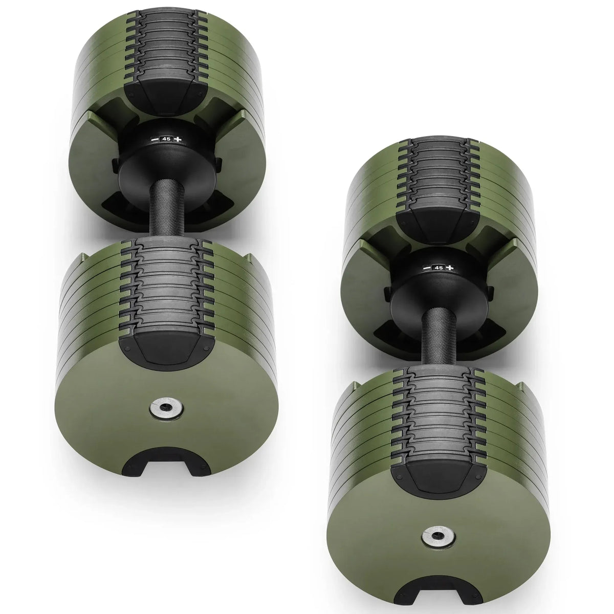 Powertrain Eon 90kg Adjustable Dumbbells Pair (2x 45kg) Quick Dial Strength Training Free Weights for Home Gym, Green