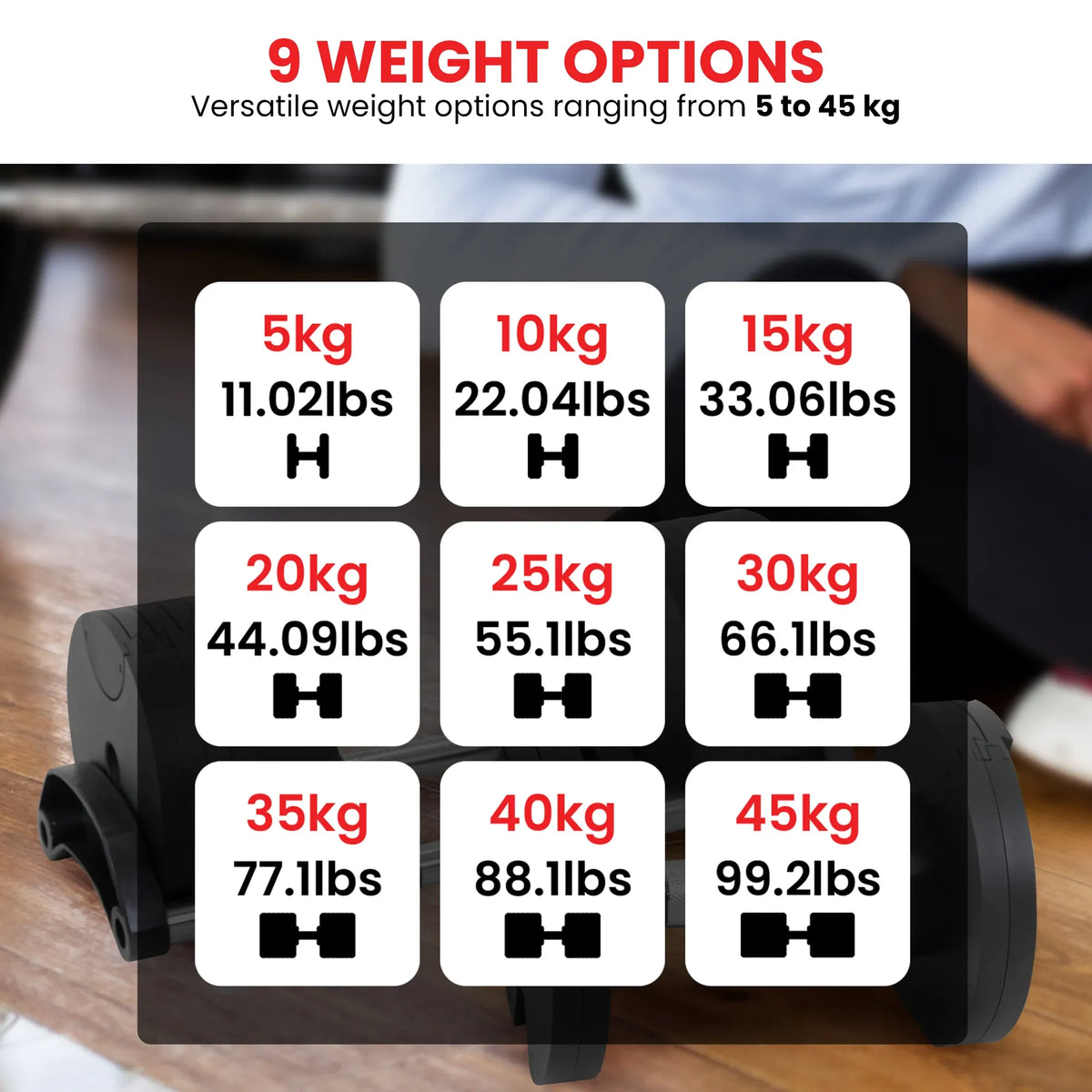 Powertrain Eon 90kg Adjustable Dumbbells Pair (2x 45kg) Quick Dial Strength Training Free Weights for Home Gym, Green
